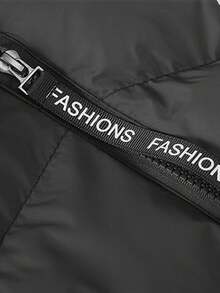 Women's Stand Collar Sleeveless Quilted Vest With Logo Decoration, Zipper Pockets, Outdoor Casual Vest - Black - View 8
