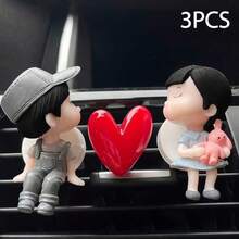 3pcs/Set Cute Couple Kissing Air Vent Decor, Sweet Cartoon Couple Kissing Design, Romantic Atmosphere. Installation, Securely Clips To Air Vent Without Blocking Airflow, Decorates Cabin, Universal Car Interior Decoration Accessory For Sedan And SUV - 3pcs Couple Air Vent Decoration - View 10