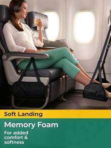 1pc Black Airplane Footrest Portable Adjustable Strap For Travel Lightweight Desk Hammock Leg Rest For Airplanes, Offices, Outdoors, And Cars. - Multicolor - View 3