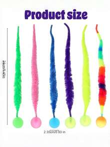 1pc Cat Tail Bouncing Ball Cat Toy, Colorful Bouncing Ball Cat Toy With Plush Worm, Interactive Bouncing Ball Cat Tail Supplies, Cat Party Gift, Random Ball Color - Multicolor - View 5