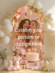 Customized Wedding Arch Fabric Decor Cover, Personalized Photo Name Date Text, Polyester Double-Sided Elastic Backdrop, Wedding Welcome Sign, Spandex, Event Background Curtain - Multicolor - View 4