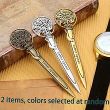 2pcs European Vintage Letter Opener Unopened Metal Ornament Stationery Prop Portable Letter Opener Wax Seal Cutter Birthday Gift - A - View 9
