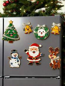 1pc Christmas Refrigerator Magnets, Acrylic Flat Magnetic Decorative Pieces, Including High-Definition Santa Claus, Christmas Tree, Snowman, Reindeer, Bell Patterns. Suitable For Refrigerator, Car And Storefront, Creating Holiday Atmosphere - Multicolor - View 1