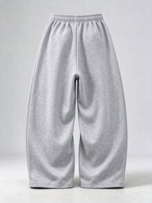 Light Gray Men's Loose Fit Sweatpants, Elastic Drawstring Casual Joggers, Thickened Wide Leg Long Pants, Flattering Slimming Slouchy Versatile Jogging Pants - Light Grey - View 5