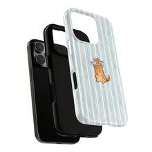 藍白條紋趣味貓咪抓魚眼手機殼，適用於 iPhone 18 17 16 15 14 Pro Max Plus 13 12 11 - 彩色 - 查看 6