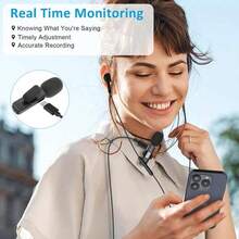 Wireless Lavalier Microphone With Windproof Furry Windscreen, -C Wireless Microphone Compatible With Smartphone/Tablet/Laptop, Plug And Play For Podcast, Vlog, Video Interview, - (Compatible With Smartphone And Computer), One-Click Recording Wireless Lavalier Microphone System, Clip-On Design, USB Type-C Interface, Suitable For Live Streaming, USB Charging Lithium Polymer Battery, Plug And Play - Black - View 7