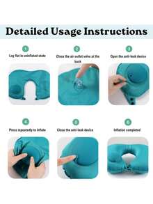 Car Interior Accessories Press-Type Automatic Inflatable Neck Pillow U-Shaped Headrest Travel Set - Multicolor - View 6