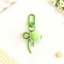 1pc Cute Colorful Bow & Fluffy Pom Pom Keychain, Sweet Bag Charm, Candy Color Key Ring Pendant, Suitable For Women's Girly Style Handbags And Backpacks, Exquisite Small Gift - Multicolor - View 16