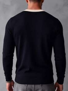 ALTZTAR Men's Crew Neck Long Sleeve Ribbed Pullover Sweater - Black - View 5