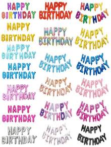 1 Set 16 Inch Happy Birthday Foil Banner Balloons, Multiple Colors Available Reusable Party Balloons, Suitable For Birthday Party Anniversary Decoration - HappyBirthday - View 2