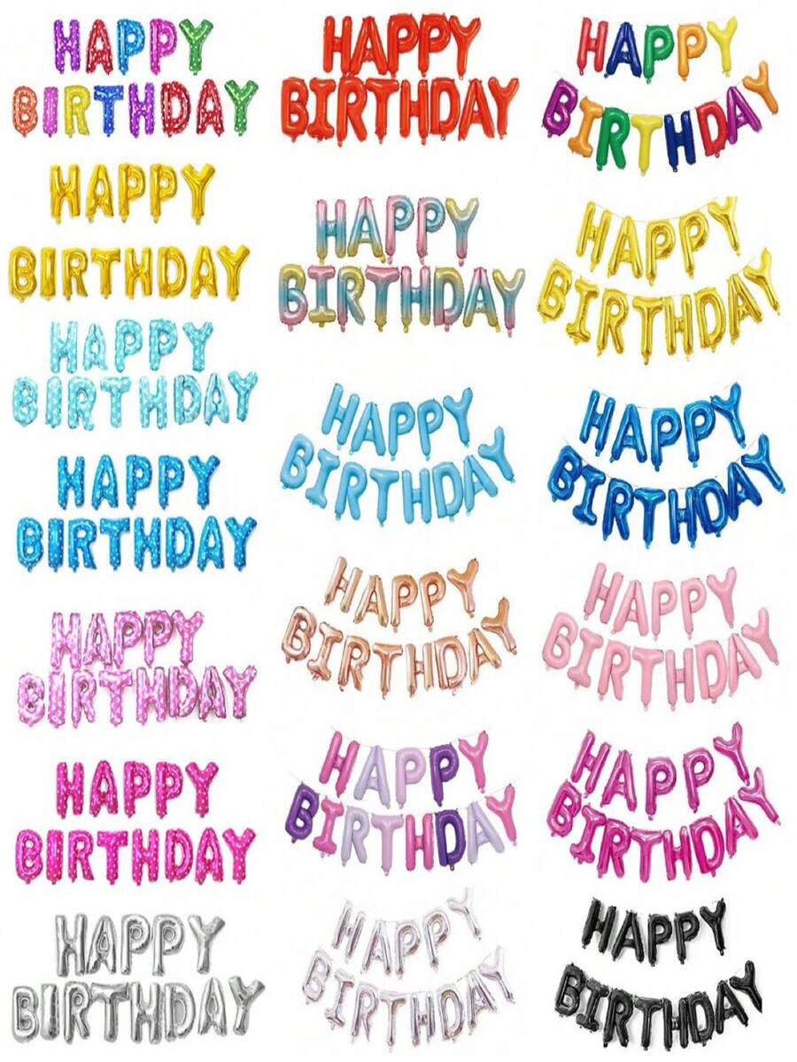 1 Set 16 Inch Happy Birthday Foil Banner Balloons, Multiple Colors Available Reusable Party Balloons, Suitable For Birthday Party Anniversary Decoration