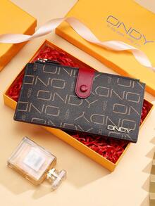 ONDY Ultra-Thin Double Fold Christmas Long Wallet For Women, Clip-On Card Holder Wallet, Snap Closure - 16 Independent Card Slots, Includes Transparent Driver's License Window, Two Zippered Main Compartments - Can Hold Phone, Faux Leather Material, Organized Storage For Cards/Cash, Business/Commute/Unisex Practical Coin Purse - Multicolor - View 8