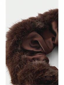 Noxbound 1pc Oversized Plush Scrunchie Hair Tie, Fashion Hair Accessory For Buns - Coffee - View 4