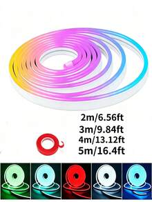 RGB Neon Light Strip, LED Light Strip, Silicone Rope Light, USB Powered Flexible Light Strip, 3-Button Remote Control, Suitable For Game Room, Party, Wall, Ceiling, Home, Room, Garden, Christmas, Gathering, TV/Computer Backlight Decoration, Home Decor, Holiday Decor, Party Decor, Birthday Decor, Halloween Decor - Multicolor - View 8
