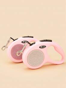 1pc Pink Classic 3 Meters/5m Retractable Pet Dog Leash With Rhinestone Decor, Suitable For Walking, Hiking, Travel Outdoor Activities For Small To Medium Dogs - Baby Pink - View 11