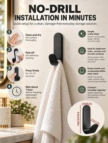 5pcs Multi-Function Stainless Steel Hooks, Self-Adhesive Wall Mount Door Hooks, Heavy Duty Bathroom Kitchen Storage Rack, Key Holder, Towel Coat Bag Hook, Bathrobe Hook, Waterproof Wall/Door Storage Accessories - Multicolor - View 4