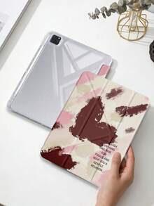 1件酒紅色愛心字母平板保護殼，適用於 MatePad Air 11.5 吋、11.5 S 平板保護殼，壓克力背板，Y型折疊支架，附筆槽，適用於 Redmi Pad 2 11 吋、Pad SE 11 吋平板殼，適用於 iPad Air 11 吋、A16、第9代、第10代、第11代機型，彩繪平板保護殼 - 彩色 - 查看 1