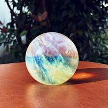 1pc Yellow Smelting Crystal Quartz Sphere, Perfect For Home And Office Decor, Unique Holiday Gift For Easter, Valentine's Day, Christmas And Thanksgiving, Pastoral Theme, Smooth Glossy Finish - Yellow - View 10