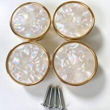 4pcs Shell Texture Ocean Style Single Hole Pull Handles, Modern Minimalist Plastic Knobs For Cabinet, Wardrobe, Jewelry Box, Furniture, Gift Box, Drawer, Cabinet Door - Vintage Handle - View 9