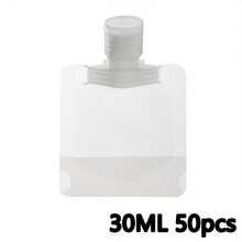 10/50pcs 1.01/1.69/3.38oz Portable Lotion Fluid Bag Cosmetic Shampoo Suction Bag Reusable Squeeze Spout Pouch Refillable Empty Pouch Travel Bottle - Clear - View 15
