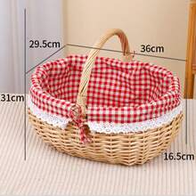 1pc Picnic Basket With Lid, Movable Handle, Portable Storage Basket, Removable Liner, Easy To Clean, Wicker Woven Home Display And Storage Basket, Suitable For Camping, Outdoor Picnics, Halloween, Easter, And Birthdays, Multiple Sizes Available - Multicolor - View 6