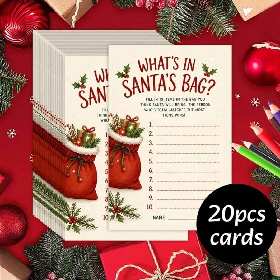 20/10/5pcs Santa Claus Gift Bag Game Cards, Christmas Party Fun ...
