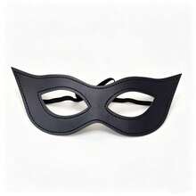 1pc Half Face Cat Eye Mask, Women's Black PU Leather Cat Mask, Suitable For Halloween Party Cosplay - Multicolor - View 1