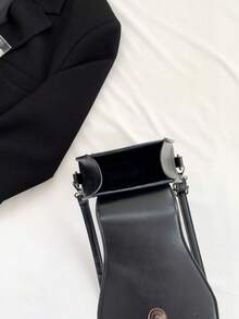 Crossbody Bags Phone Bag No Pattern PU Leather Rivet And Cross Metal Decor Cell Phone Storage Gothic Style Halloween For Women Daily Party Wear - Black - View 5