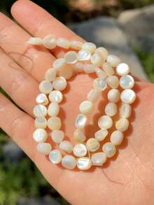 1pc Natural Sea Water White Butterfly Shell & Yellow Butterfly Shell Irregular Pebble Shaped Loose Beads, Mother Of Pearl Iridescent Beads, DIY Bracelet, Earrings, Necklace, Jewelry Making Accessories - Multicolor - View 10