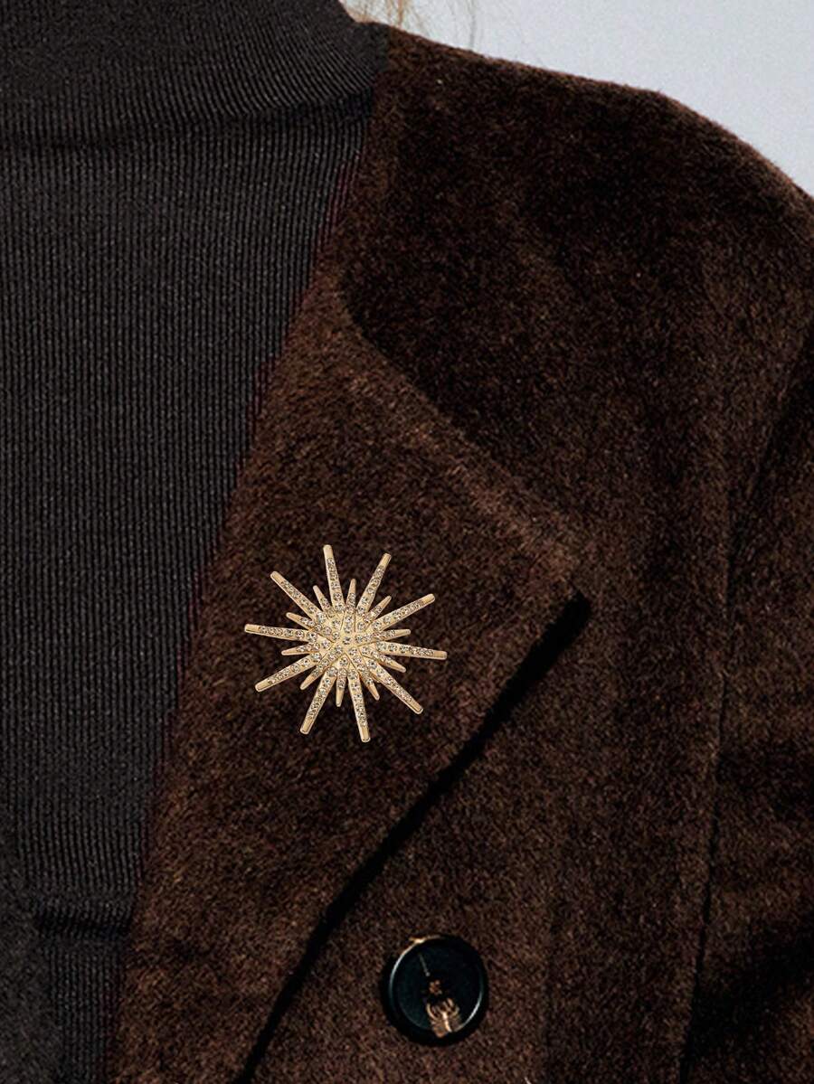 Noxbound Fashionable New Ins High-End Sparkling Crystal Octagonal Star Brooch, Elegant Octagonal Star Pin - Gold - View 1