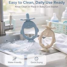 Đồ chơi gặm nướu bằng silicone cho trẻ sơ sinh, thiết kế chim cánh cụt dễ thương, dễ cầm nắm, nhiều điểm nhai đa năng - Nhiều màu - Xem 5