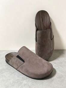Men's All-Season Casual Slippers, Versatile Flat Elastic Closed-Toe Shoes - Mocha Brown - View 3