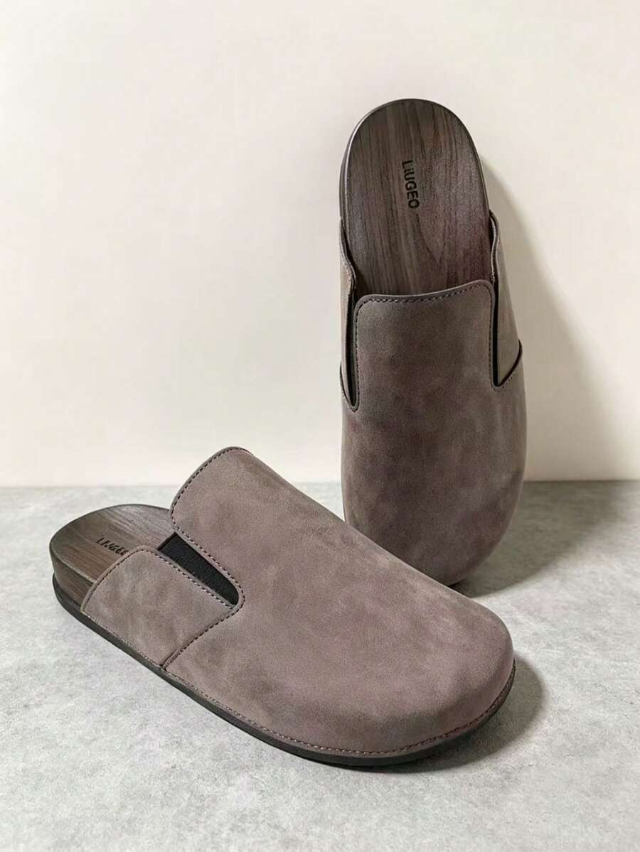 Men's All-Season Casual Slippers, Versatile Flat Elastic Closed-Toe Shoes