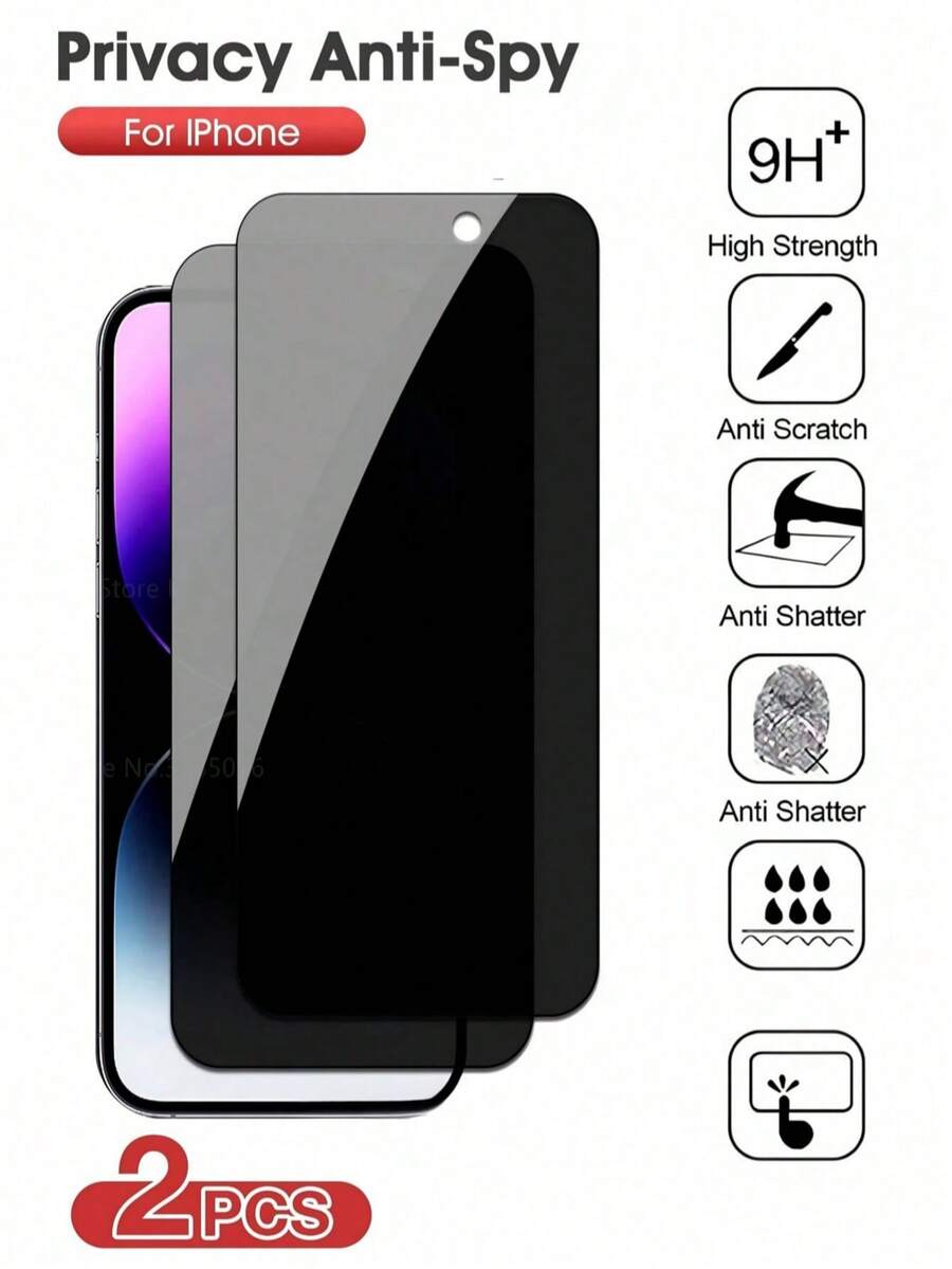 Easypie Selection 2片裝 9H 硬度防窺鋼化玻璃螢幕保護貼，隱私保護，相容 Apple Phone X/Xs/XS Max, 11/11pro/11 Pro Max, 12mini/12/12 Pro/12 Pro Max, 13/13mini/13 Pro/13 Pro Max, 14/14 Plus/14 Pro/14 Pro Max, 15/15Plus/15Pro/15Promax/16/16 Plus/16 Pro/16 Pro Max/17/17air/17pro/17pro Max