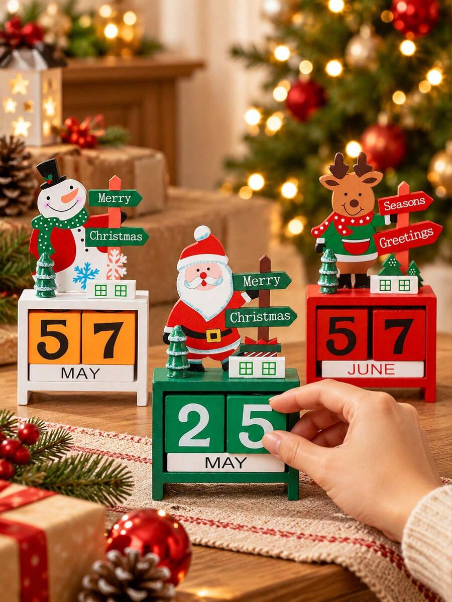 1pc Desktop Christmas Countdown Calendar Decoration, Santa Claus Design, Mini Desktop Ornament, Indoor Home Decor, Unique & Practical, Suitable For Birthday, Graduation Ceremony And Winter Christmas Festival Occasions - Multicolor - View 1