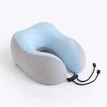 1 Set Memory Foam U-Shaped Neck Pillow With EVA Storage Box, Lightweight Slow Rebound Colorblock Camel-Shaped With Adjustable Buckle, Comfortable Pressure-Relieving Portable Sleep Pillow For Airplane, Subway, Long-Distance Travel And Office - Multicolor - View 11