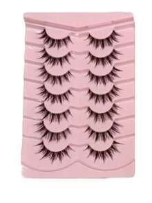 7 Pairs Messy Natural Cat Eye False Eyelashes, Transparent Band, Cat Eye Effect, Long And Slender, Soft And Natural, Strip False Eyelashes, Halloween - View 6