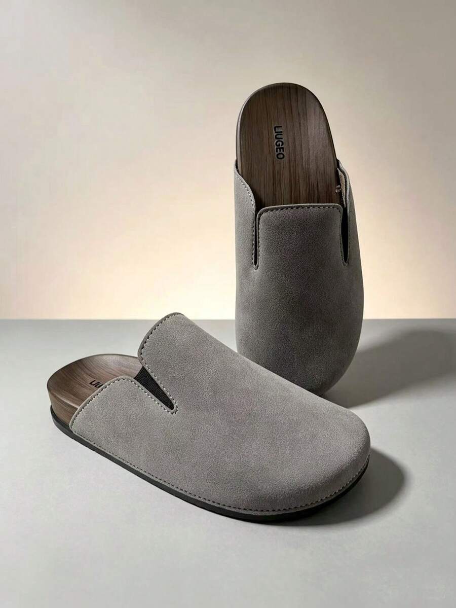 Men's All-Season Casual Slippers, Versatile Flat Elastic Closed-Toe Shoes For Home