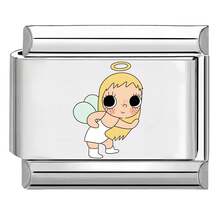 1PC Cartoon Print Italian Charm Bracelet, Stainless Steel DIY Modular Link Bracelet, Cute Character Pattern Elastic Wrist Jewelry Gift For Women - Cartoon Girl - View 18