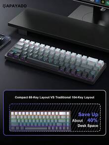 APAYADO 68-Key Wired Mechanical Keyboard, Hot-Swappable RGB, Gaming Dedicated - View 6