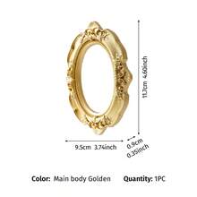 1PC European Style Resin Material 3D Pattern Gold Prop Picture Frame Body Decoration, DIY Decorative Ornament, Entryway Display, Carved Ornament, Hollow Frame, Accessory Frame, Suitable For Photography Props, Miniature House Decoration Props, Holiday Atmosphere Decoration Props - Gold - View 19