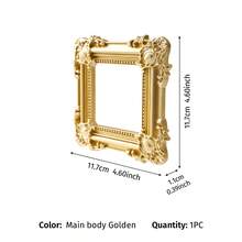 1PC European Style Resin Material 3D Pattern Gold Prop Picture Frame Body Decoration, DIY Decorative Ornament, Entryway Display, Carved Ornament, Hollow Frame, Accessory Frame, Suitable For Photography Props, Miniature House Decoration Props, Holiday Atmosphere Decoration Props - Gold - View 18