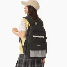 New Autumn And Winter Plaid Lace Patchwork Color Collision Fresh And Sweet Backpack, Large Capacity Lightweight And Simple Casual Travel Bag - Multicolor - View 6