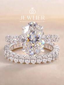 1 Set Lightweight Luxury Cubic Zirconia Sparkling Charming Promise Ring, Exquisite Jewelry, Suitable For Weddings, Evening Parties And Other Occasions - Light Luxury  Ring Set - View 1