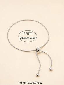 1pc Minimalist 925 Sterling Silver Smooth Bead Adjustable Slider Snake Chain Bracelet For Women Daily Wedding Jewelry Gift - Chain Bracelet - View 6