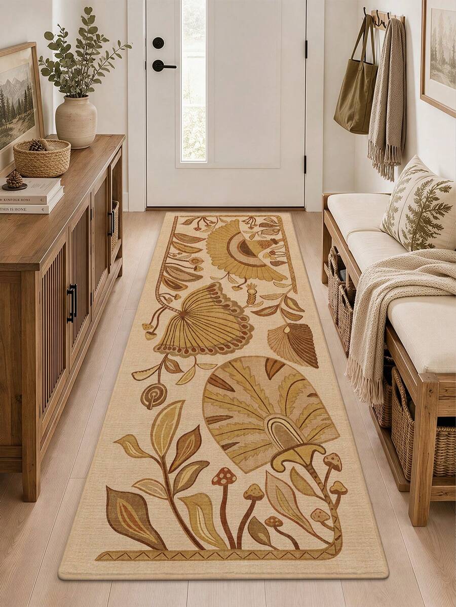 DAJIANG 1pc Bohemian Style Long Runner Rug, Vintage Living Room Carpet, Soft & Comfortable, Machine Washable, Thick Plush, Suitable For Living Room, Kitchen, Bathroom, Bedside Home Decor