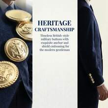 5pcs Gold British Style Copper Buttons, Versatile Suit Wool Coat Jacket Hand-Sewn Buttons - Multicolor - View 4