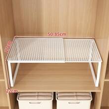 1 kệ tủ quần áo bằng kim loại có thể xếp chồng và mở rộng, lưới thép đen, giá phân tầng không cần lắp ráp cho tủ quần áo, lưu trữ tiết kiệm không gian - Nhiều màu - Xem 14
