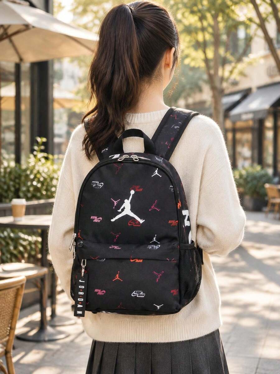 Nike Kids Sports Casual Backpack, Daily Outdoor Travel Bag, Student School Bag, Shoulder Bag With Storage - Multicolor/Pure Black - View 1
