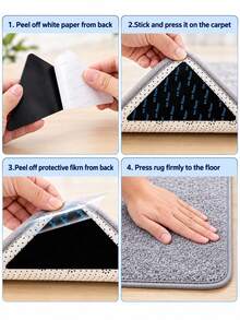 Rug Grippers Keep Corner Flat Carpet Non-Slip Fixing Stickers For Hardwood Floors Tile Marble Floors Double Sided Adhesive Carpet Clips Removable Carpet Tape For Living Room Bedroom Home Essentials Decor - Multicolor - View 3